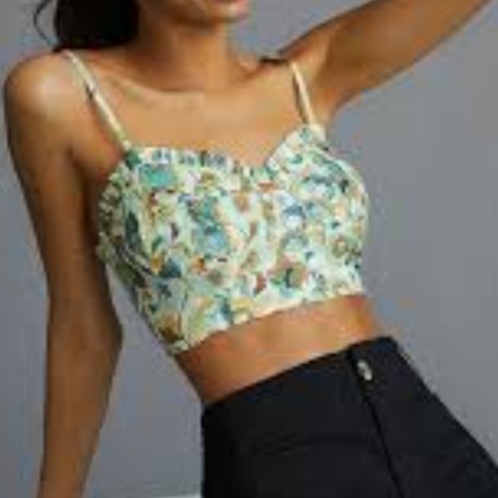 Anthropologie womens flower crop top XL